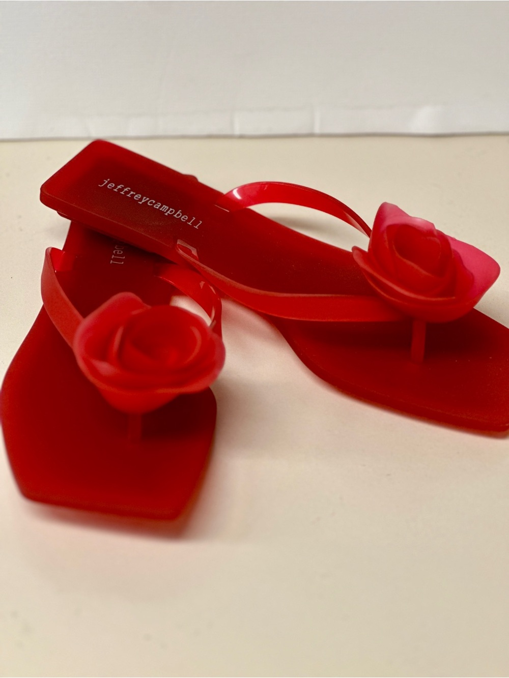 Jeffrey Campbell Red Jelly Rose Thong Sandals - Picture 3 of 5